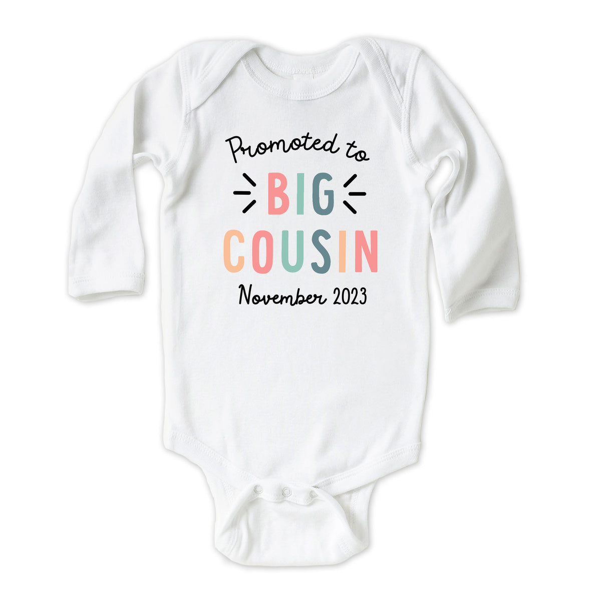 Promoted to Big Cousin GIRL with Date Onesies® Brand