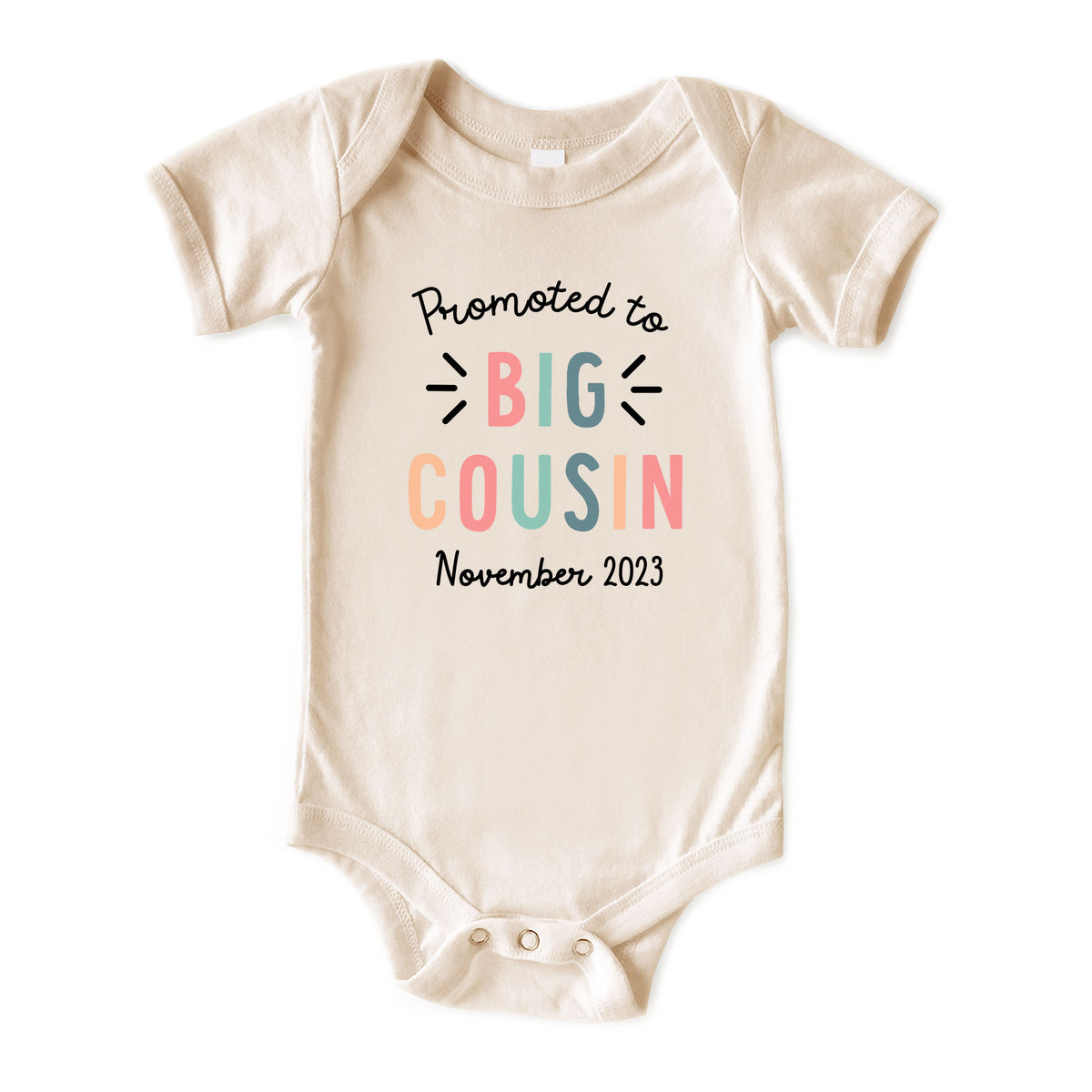 Promoted to Big Cousin GIRL with Date Natural Onesies® Brand