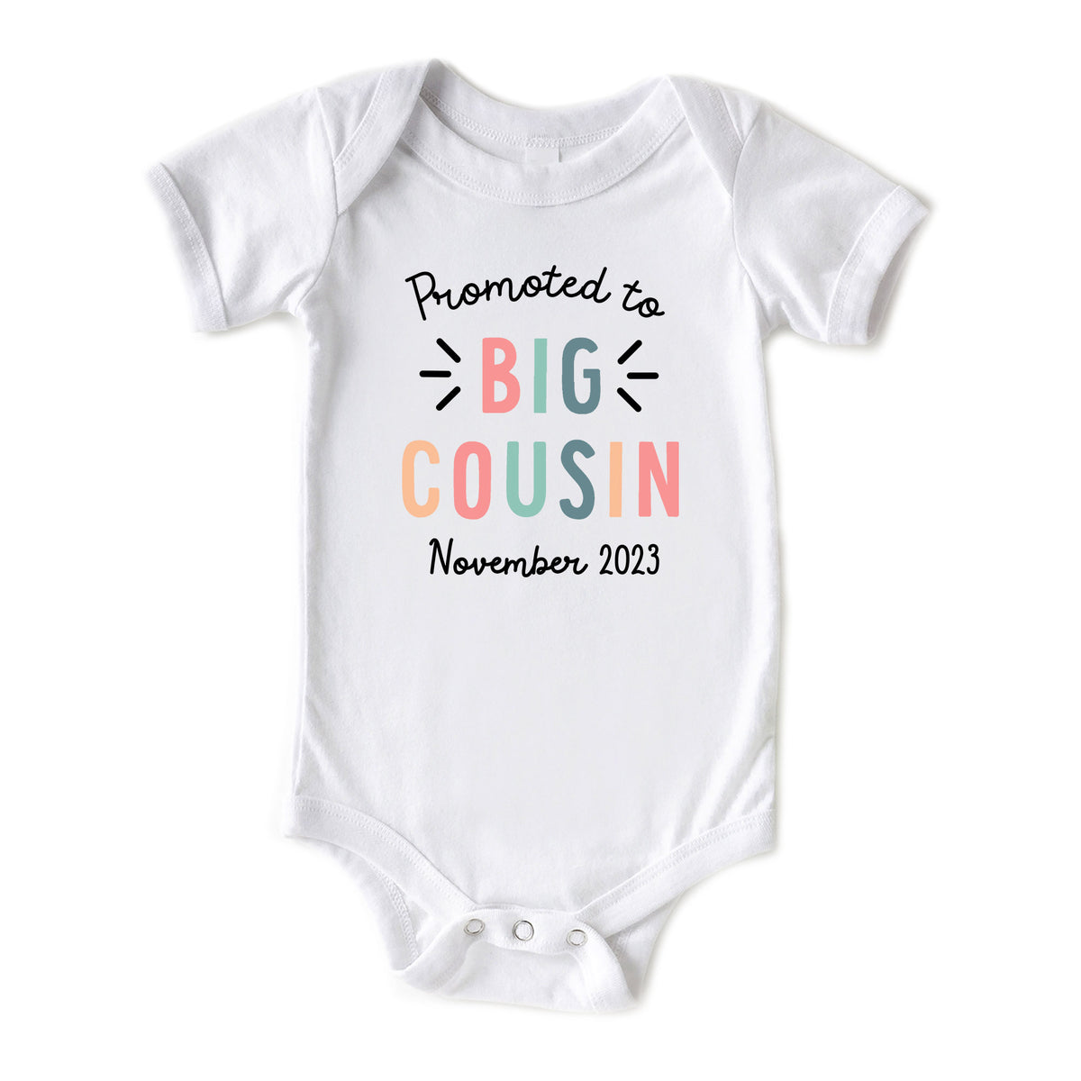 Promoted to Big Cousin GIRL with Date Onesies® Brand