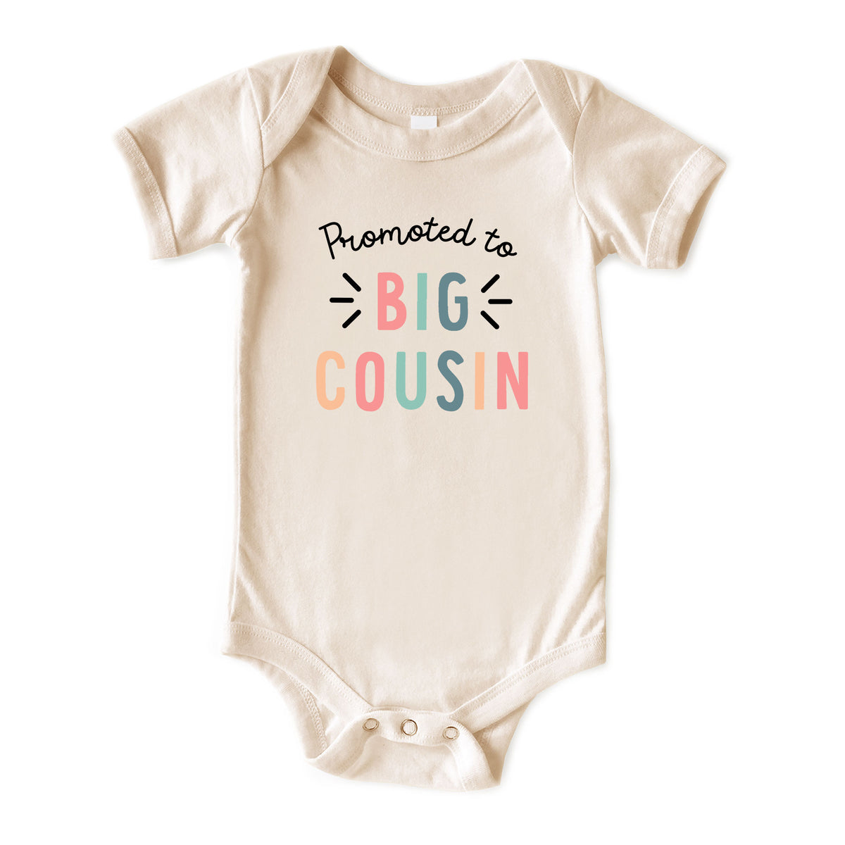 Promoted to Big Cousin GIRL with Date Natural Onesies® Brand