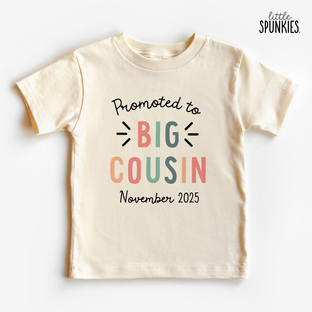 Promoted to Big Cousin GIRL with Date Natural T-Shirt