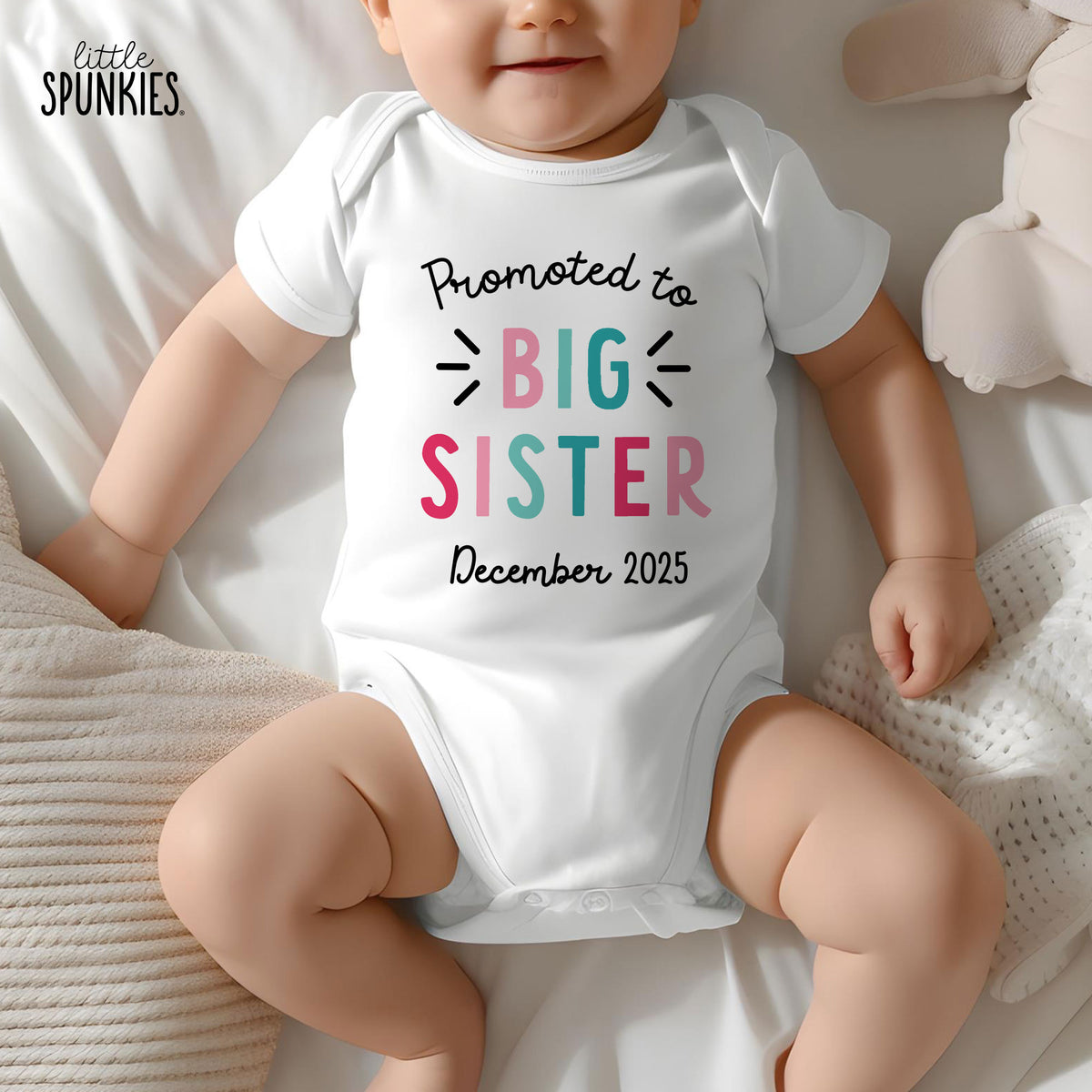 Promoted to Big Sister with Date Onesies® Brand