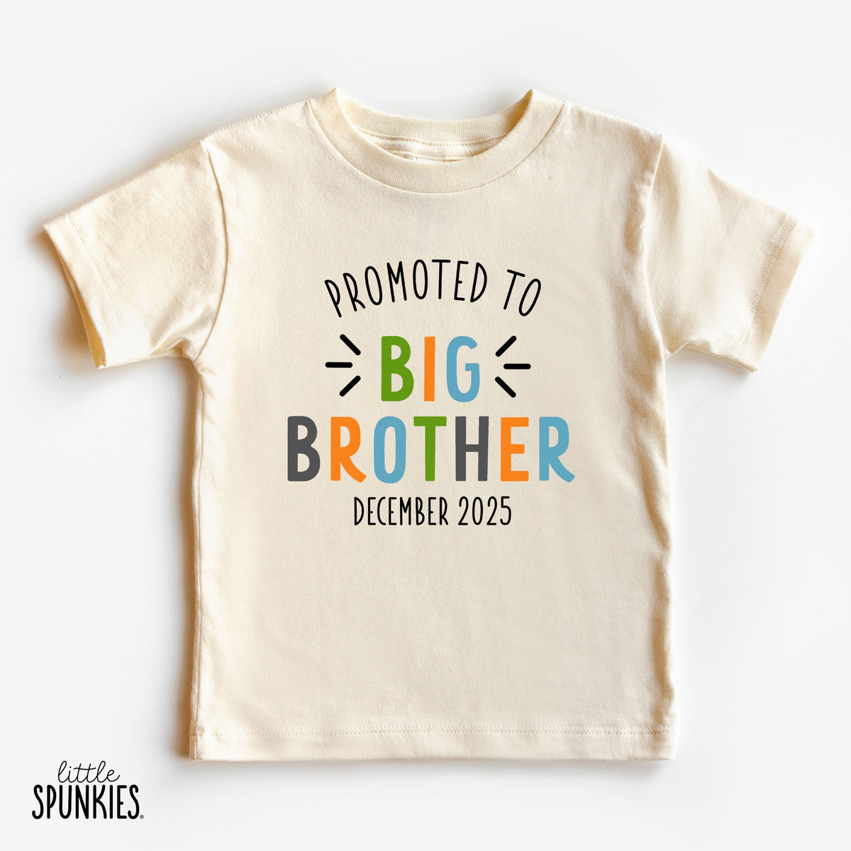 Promoted to Big Brother with Date Natural T-Shirt