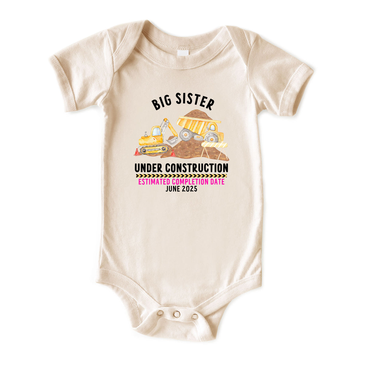 Big Sister Under Construction with Date Natural Onesies® Brand