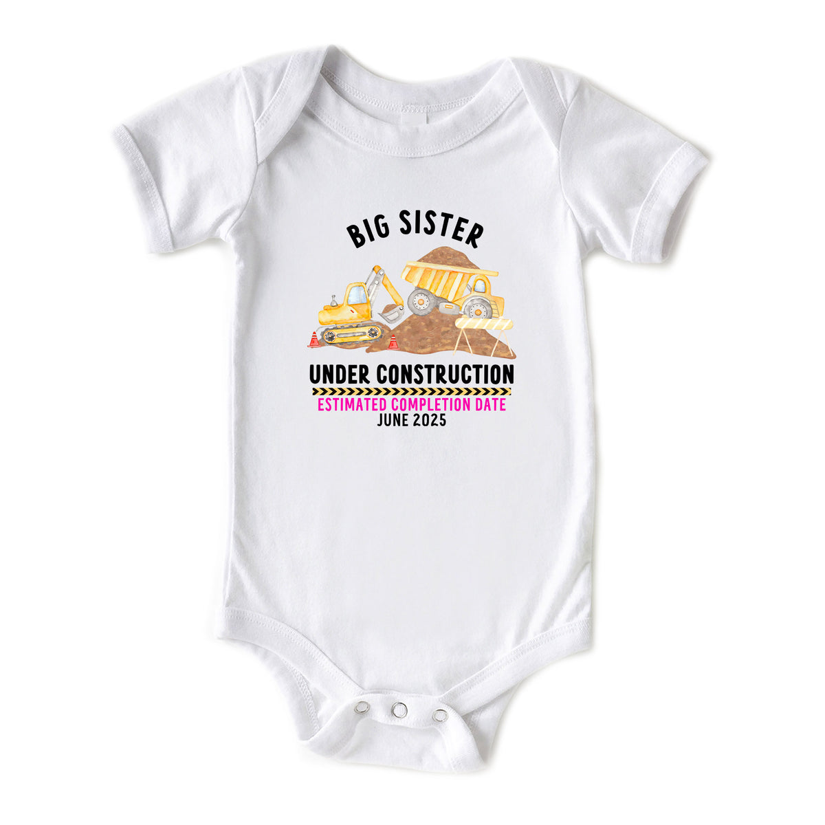 Big Sister Under Construction with Date Onesies® Brand