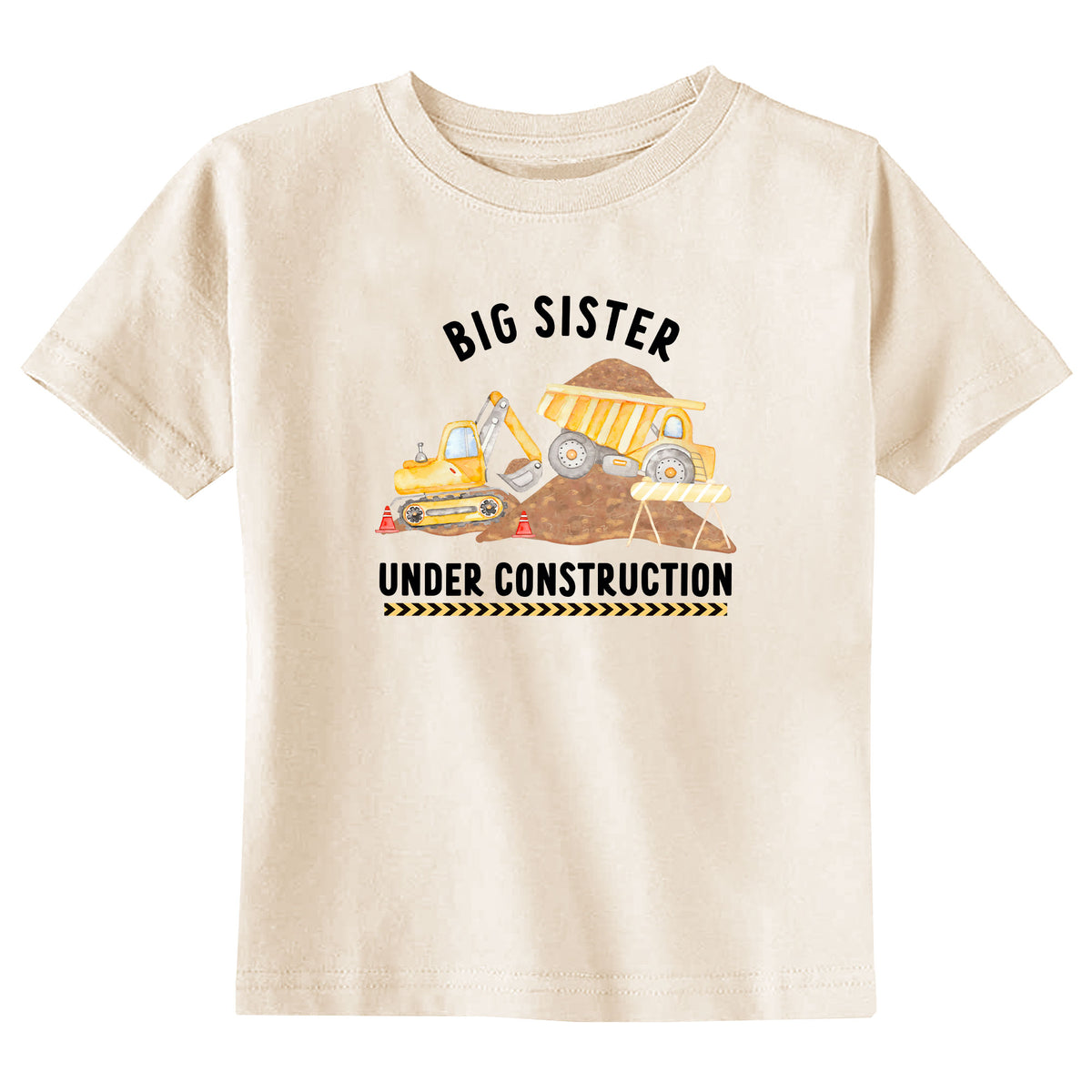 Big Sister Under Construction with Date Natural T-Shirt