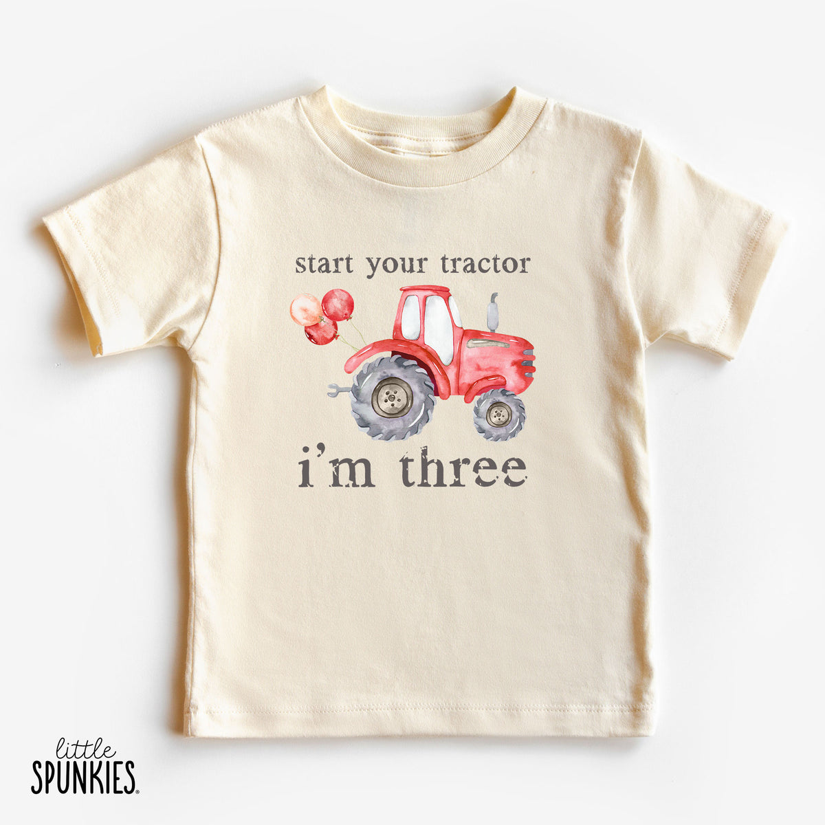 Start Your Tractor I'm Age (Red Tractor) Natural T-Shirt