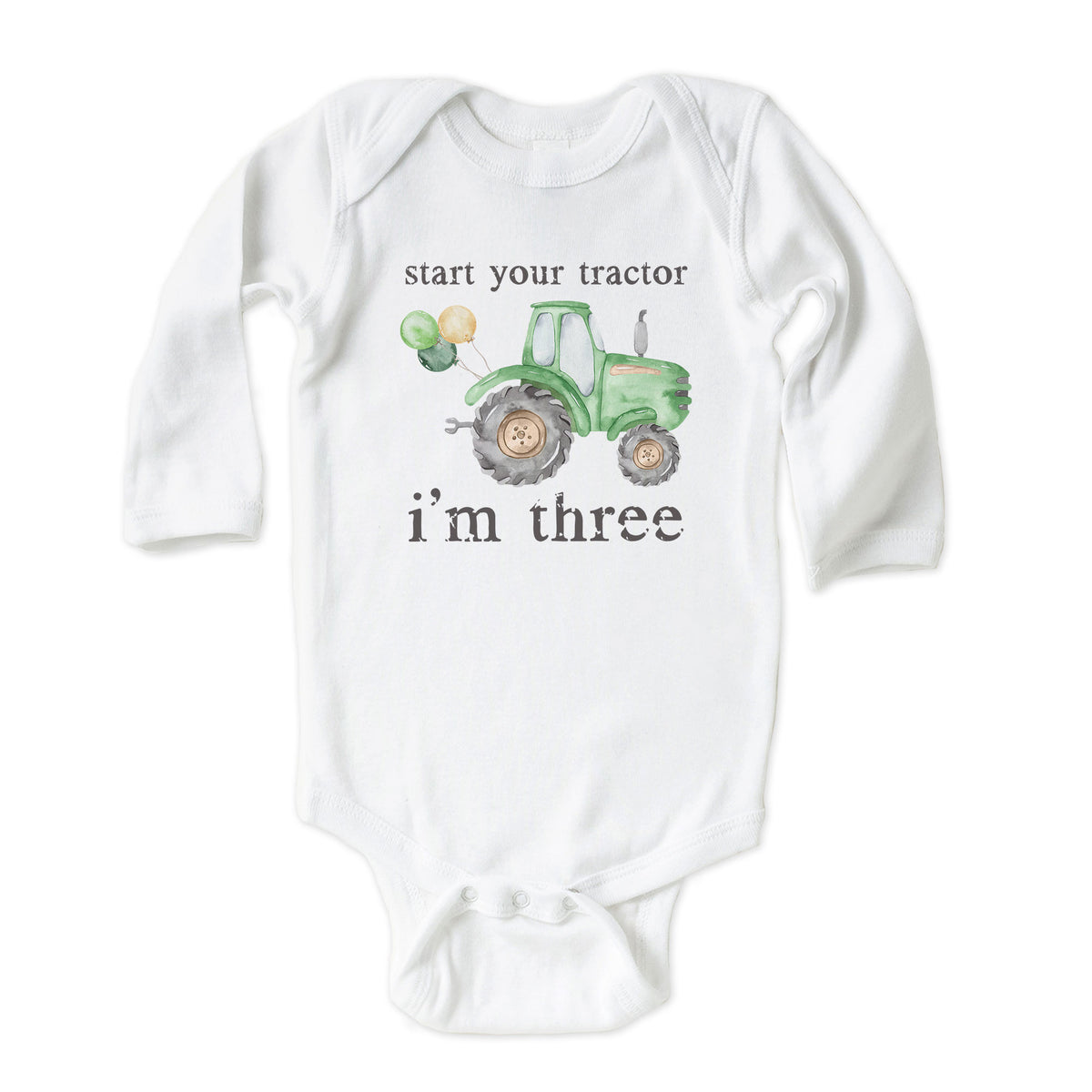 Start Your Tractor I'm Age (Green Tractor) Onesies® Brand