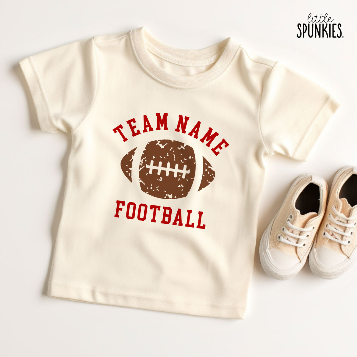 Team Name with Football Natural T-Shirt