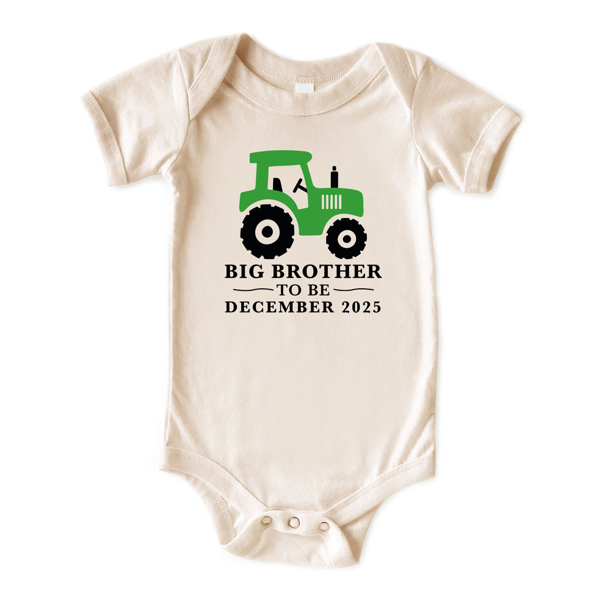 Green Tractor Big Brother to Be with Date Natural Onesies® Brand