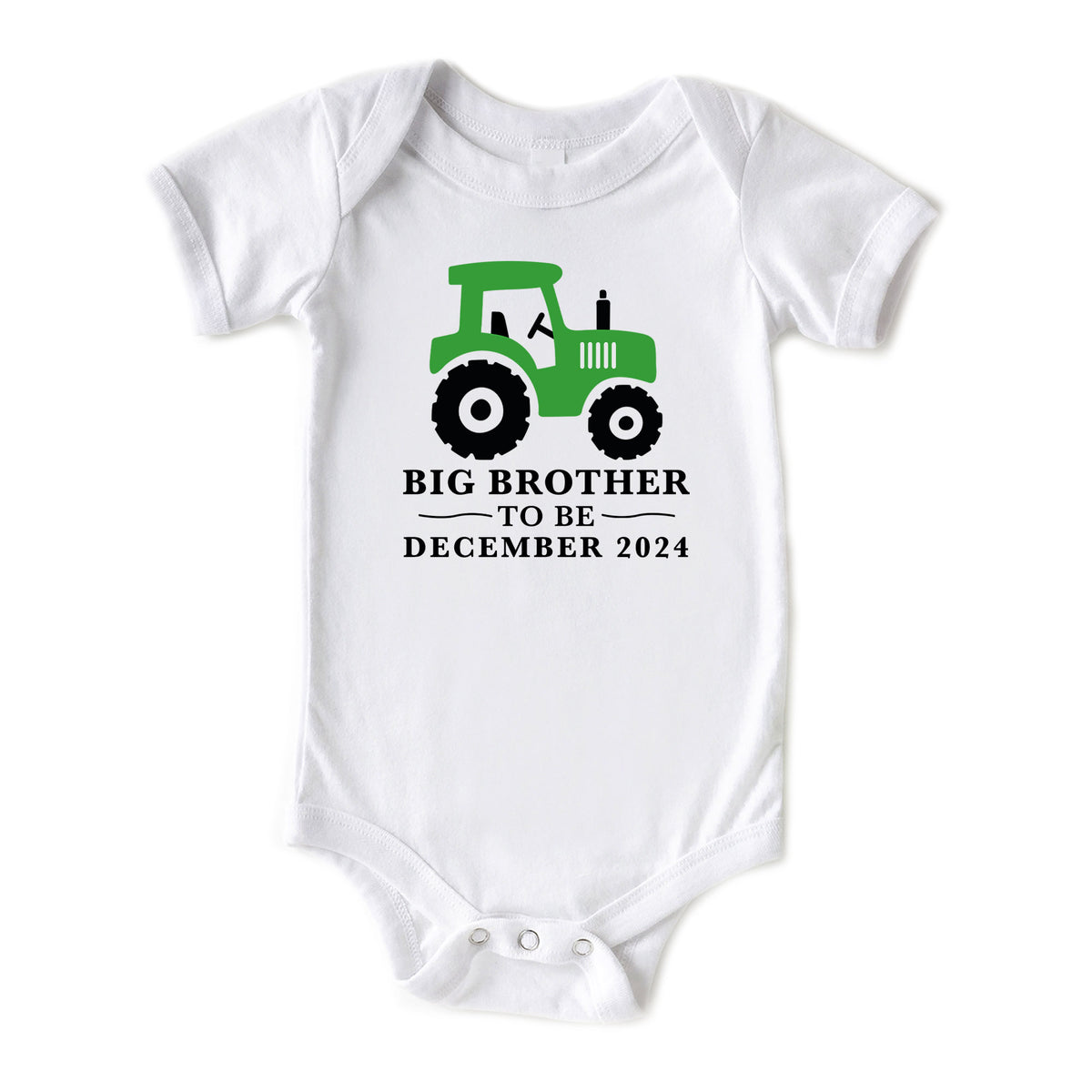 Green Tractor Big Brother to Be with Date Onesies® Brand