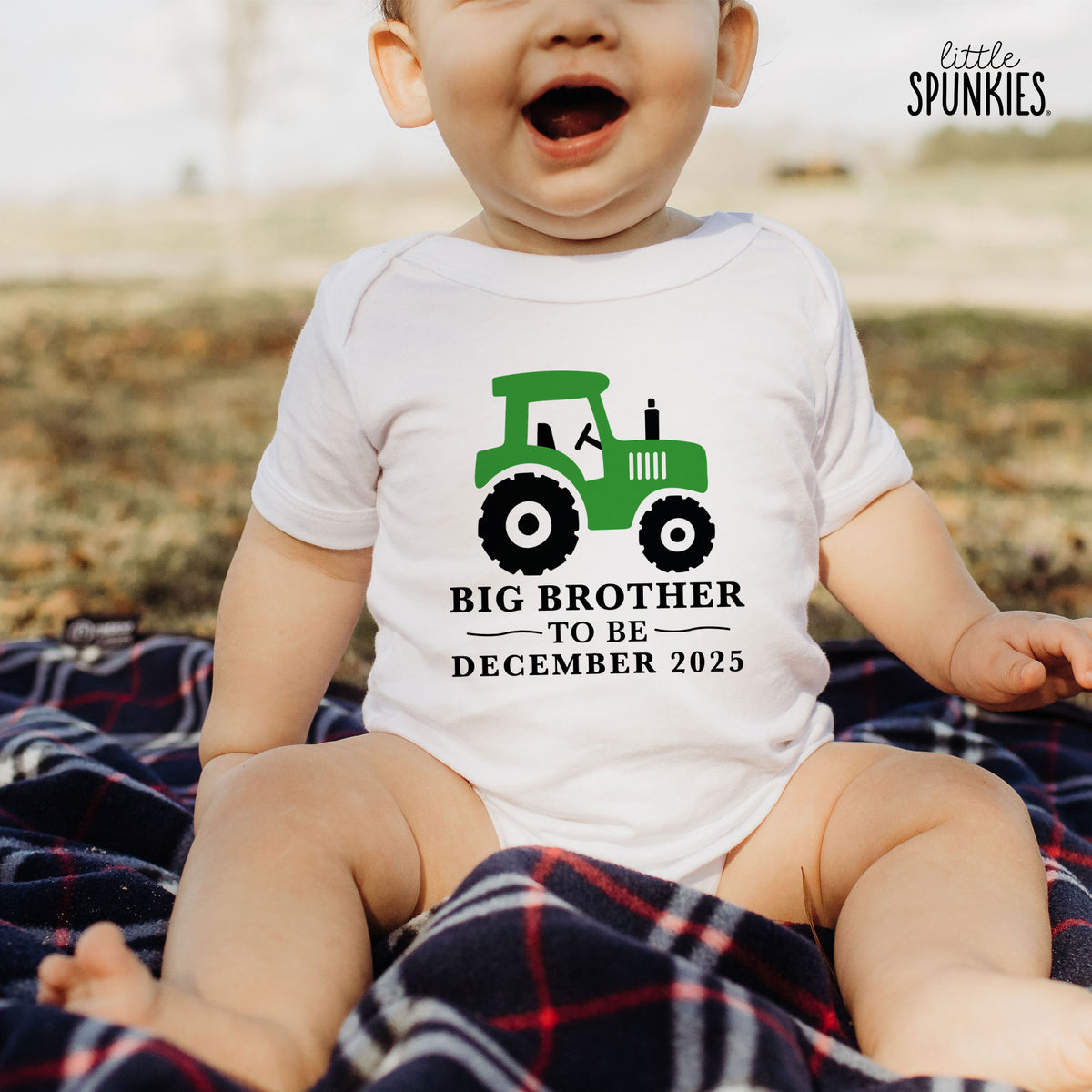 Green Tractor Big Brother to Be with Date Onesies® Brand