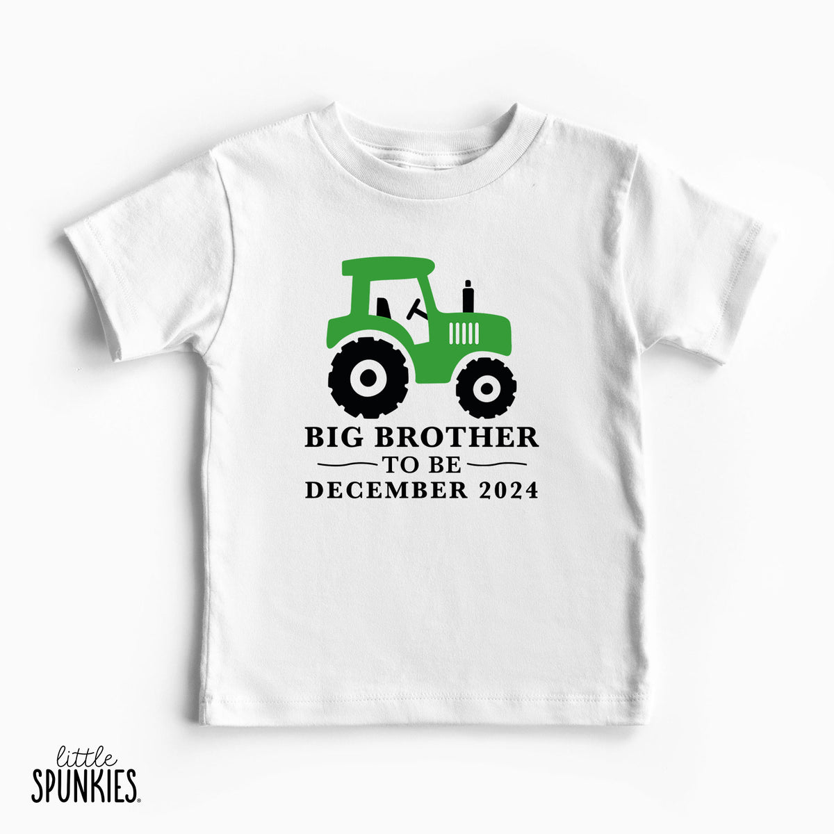 Green Tractor Big Brother to Be with Date T-Shirt