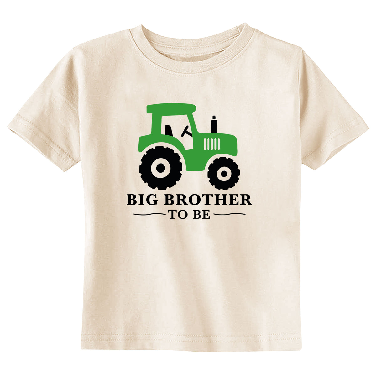 Green Tractor Big Brother to Be with Date Natural T-Shirt