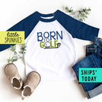 Born to Golf Toddler Sports Themed Baseball Raglan Tee