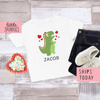 Personalized Dino Valentines Toddler Youth T-Shirt