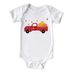 Fall Red Truck Baby Autumn Onesie