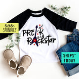 Pre-K Rockstar Toddler Youth Back to School Raglan Tee