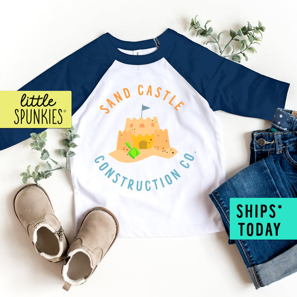 Sand Castle Construction Summer Toddler Unisex Beach Baseball Raglan Tee