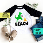 T-Rex Let's Beach Unisex Beach Baseball Raglan Tee