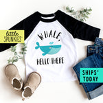 Whale Hello There Beach Summer Toddler Unisex Beach Baseball Raglan Tee